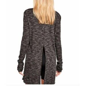 We The Free Stone Cold Split Back Turtleneck Tunic Top Gray Long Sleeve